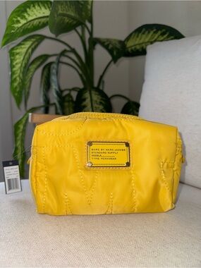 New Marc by Marc Jacobs Canary Yellow Quilted Nylon Cosmetic Makeup Pouch Bag